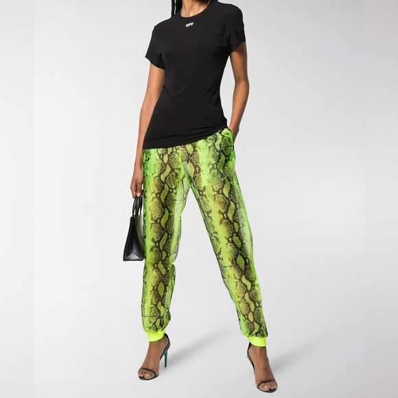 Off-White c/o Virgil Abloh Runway Ready to wear Neon Snakeprint Mesh Joggers - Picture 2 of 16